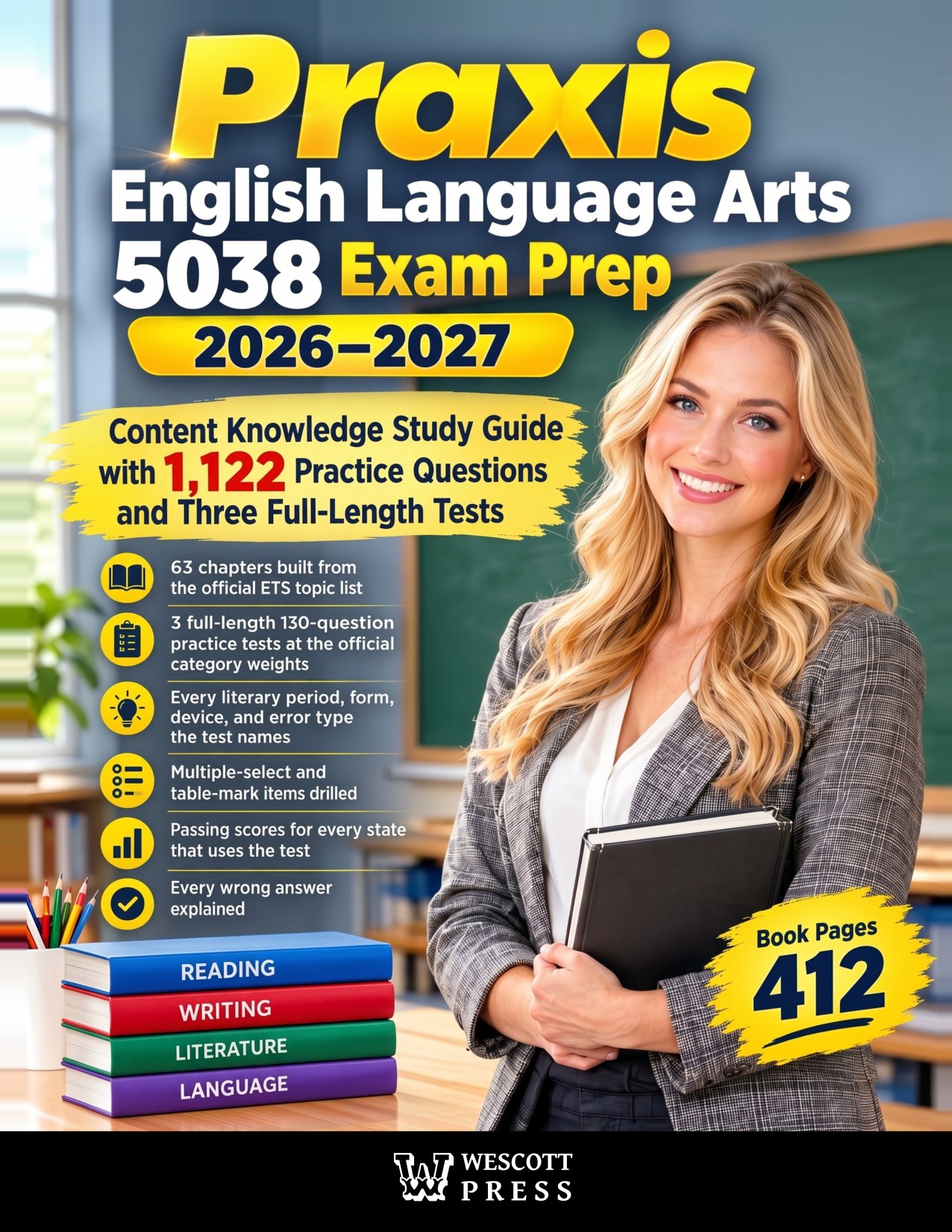 Praxis English Language Arts 5038 Exam Prep 2026-2027 cover